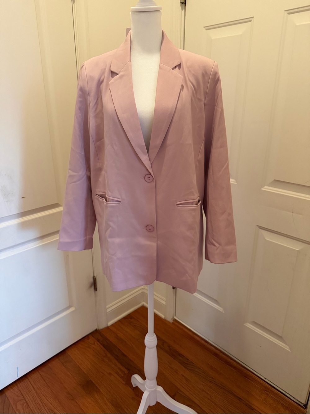NWT Women's Blush Pink Single-Breasted Blazer Size L